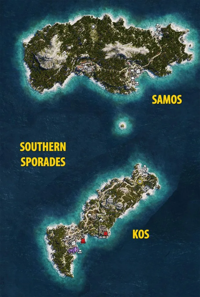 Южные Спорады карта