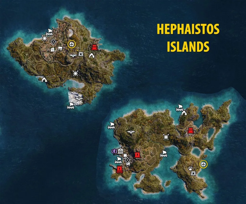Острова Гефестос карта