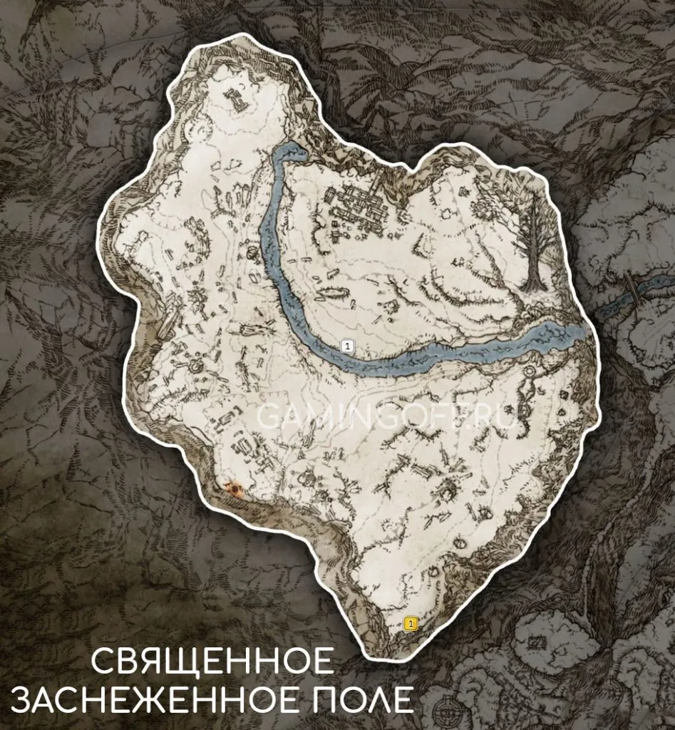 Elden Ring: все места на карте Священное заснеженное поле