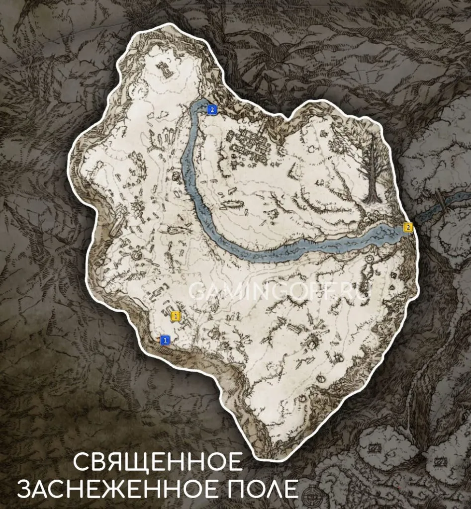 Elden Ring: все места на карте Священное заснеженное поле